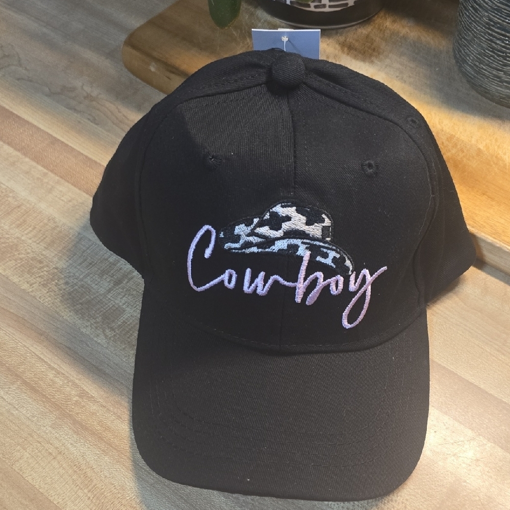 Black Cowboy Embroidered Cap NWT - Picture 3 of 3